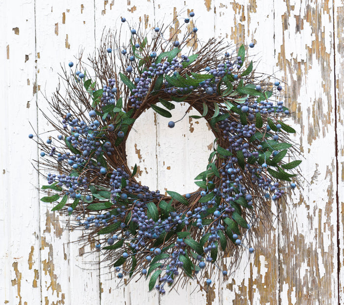 Fresh Blueberry Wreath - 24" - HOME DECORATIVE ACCENTS - 1