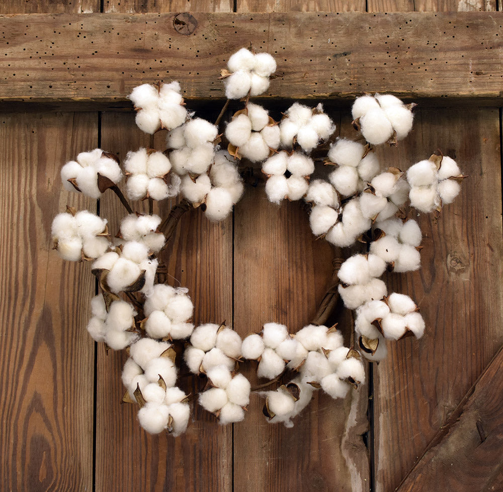 Faux Cotton Wreath - 12"