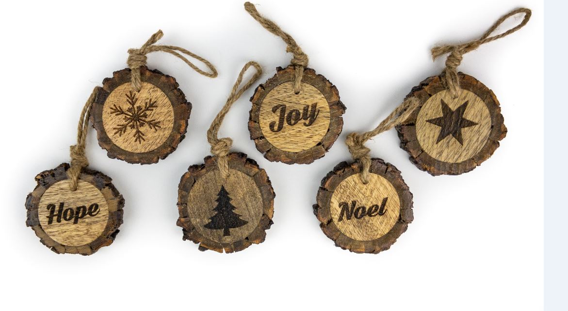 WOOD BARK SM SLICES - 2.75" - 6 PC ASSORTED