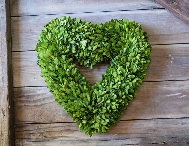 Preserved Boxwood Heart Wreath - 16