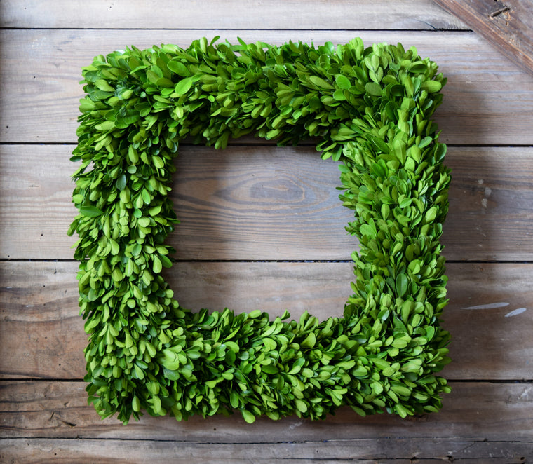 Preserved Boxwood Country Manor Square Wreath - 16