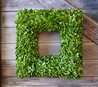 Preserved Boxwood Country Manor Square Wreath - 20