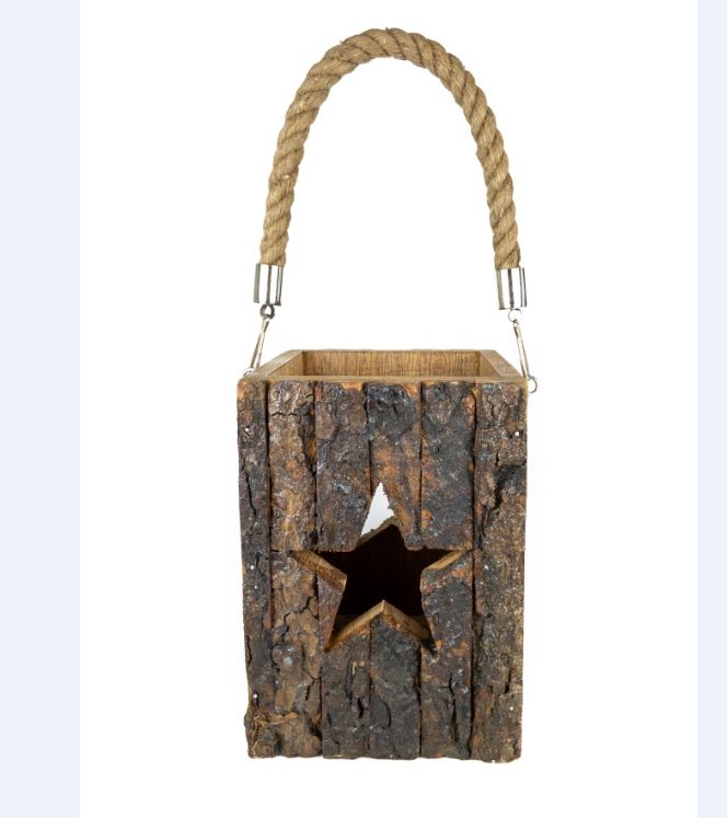 WOOD BARK STAR LANTERN