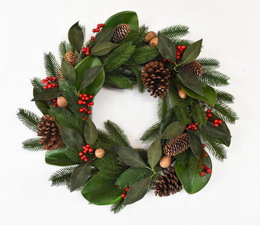 Chestnut Berry Wreath 22"