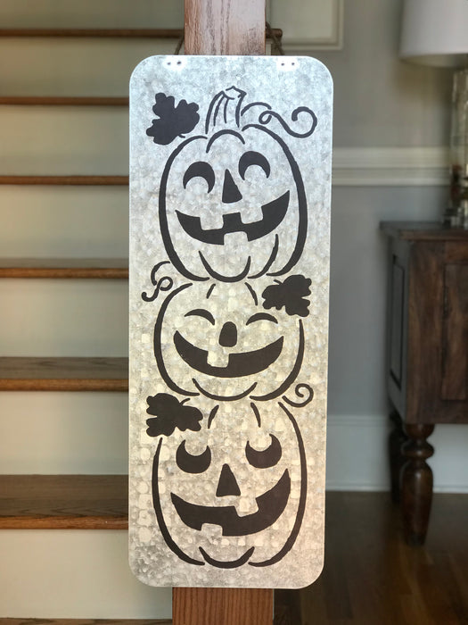 Jack-O'-Lantern Pumpkin Galvanized Sign