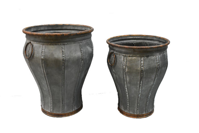 Galvanized Tall Urn - Set of 2
