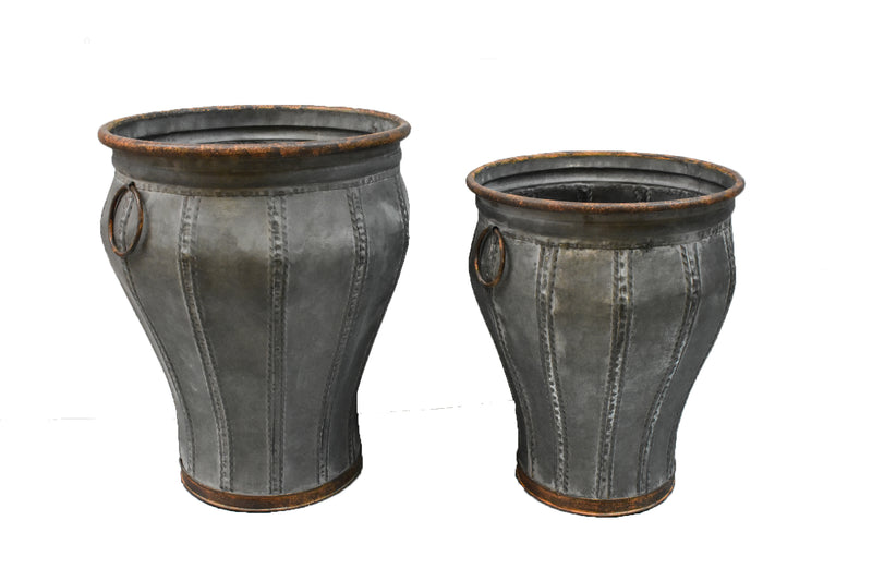 Galvanized Tall Urn - Set of 2