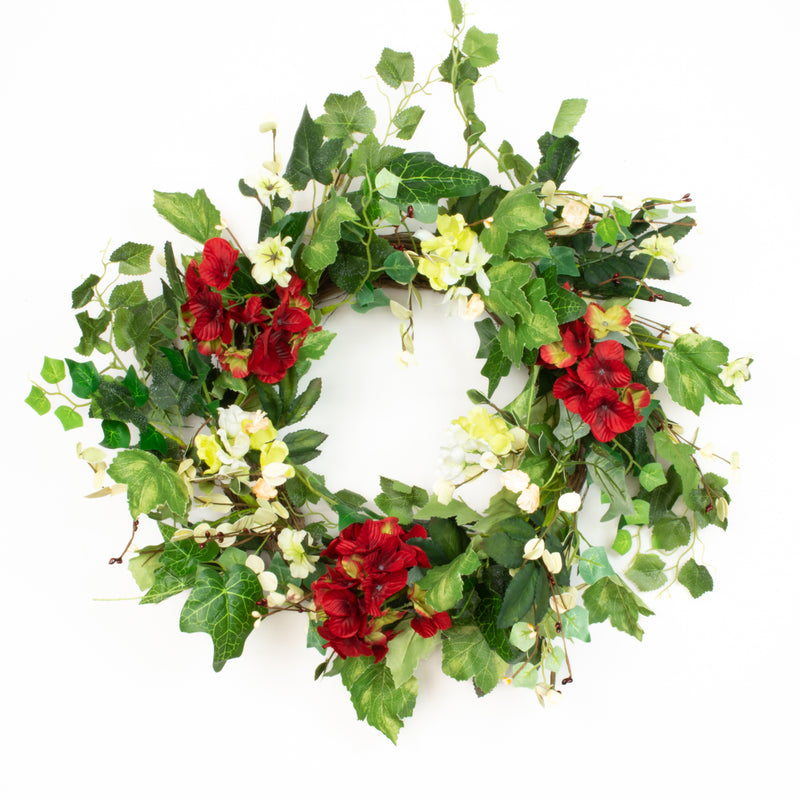 Red Hydrangea Blossom Wreath