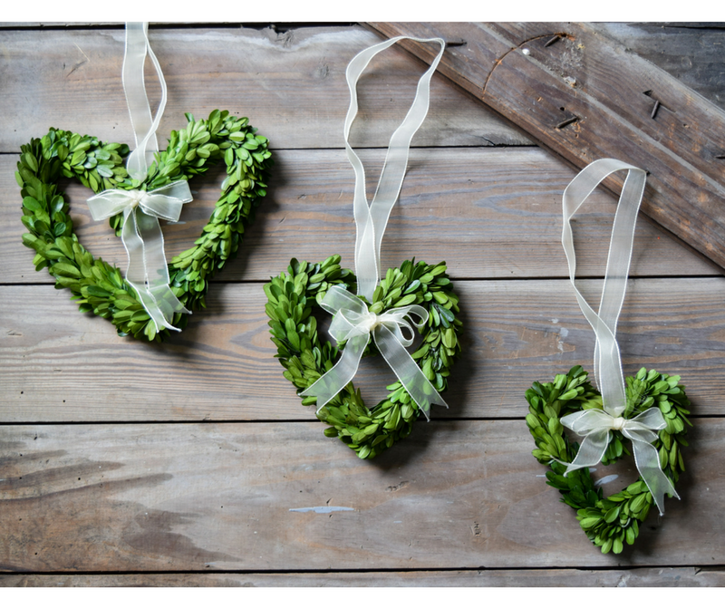 Preserved Boxwood Heart Wreaths - Set of 3
